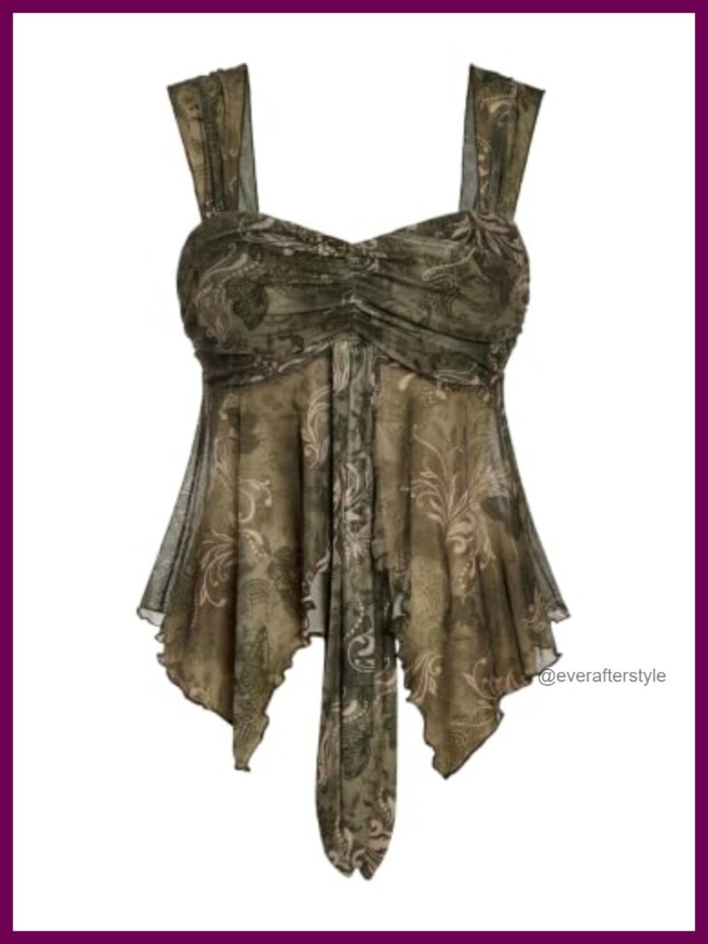 Mesh Babydoll Top Tie Front Going Out Concert Wide Strap Sweetheart